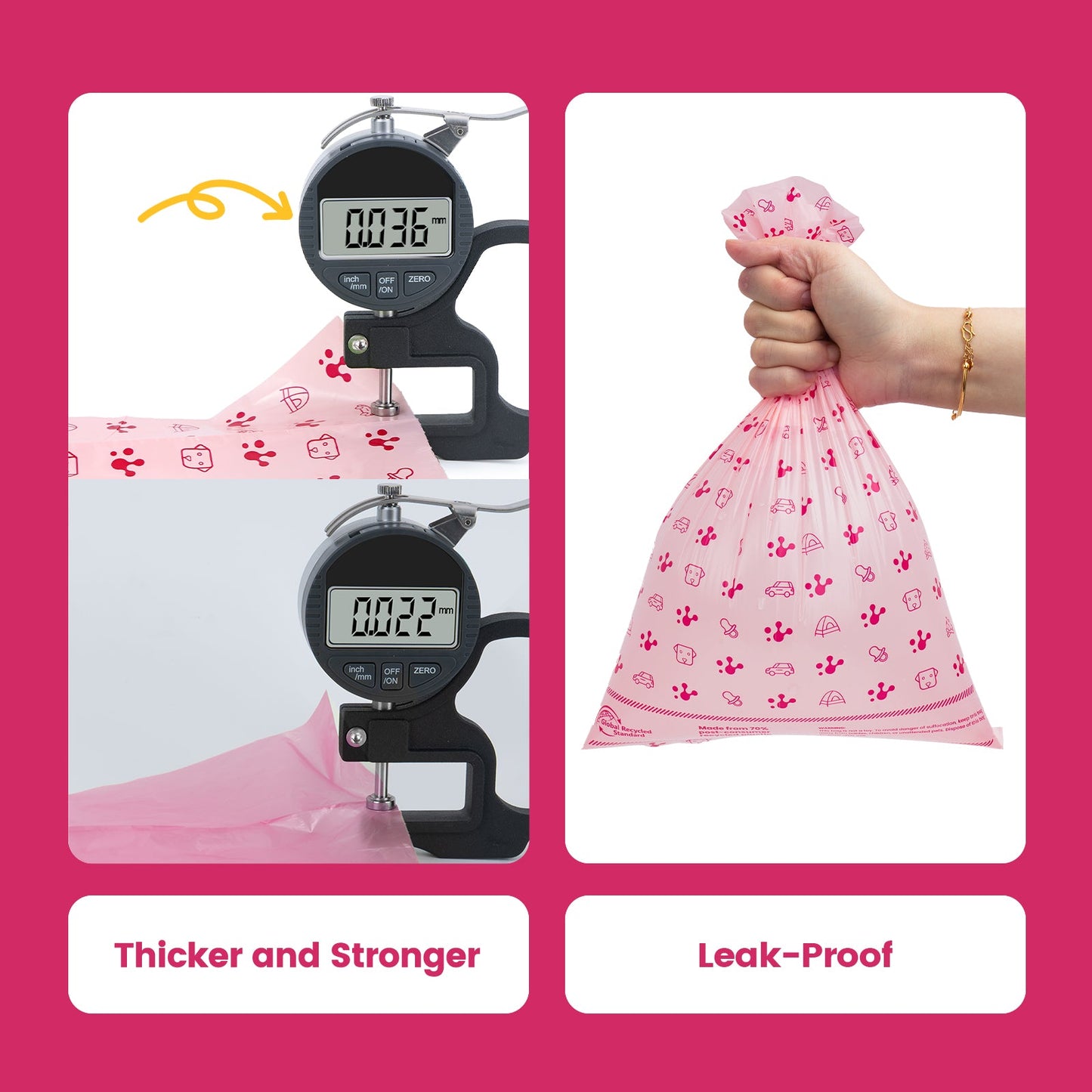 Smart Dog Poop Bag Dispenser – With Carabiner & Rotating Hook for Ultimate Flexibility | 105 Eco Bags & NFC Walk Tracker Included