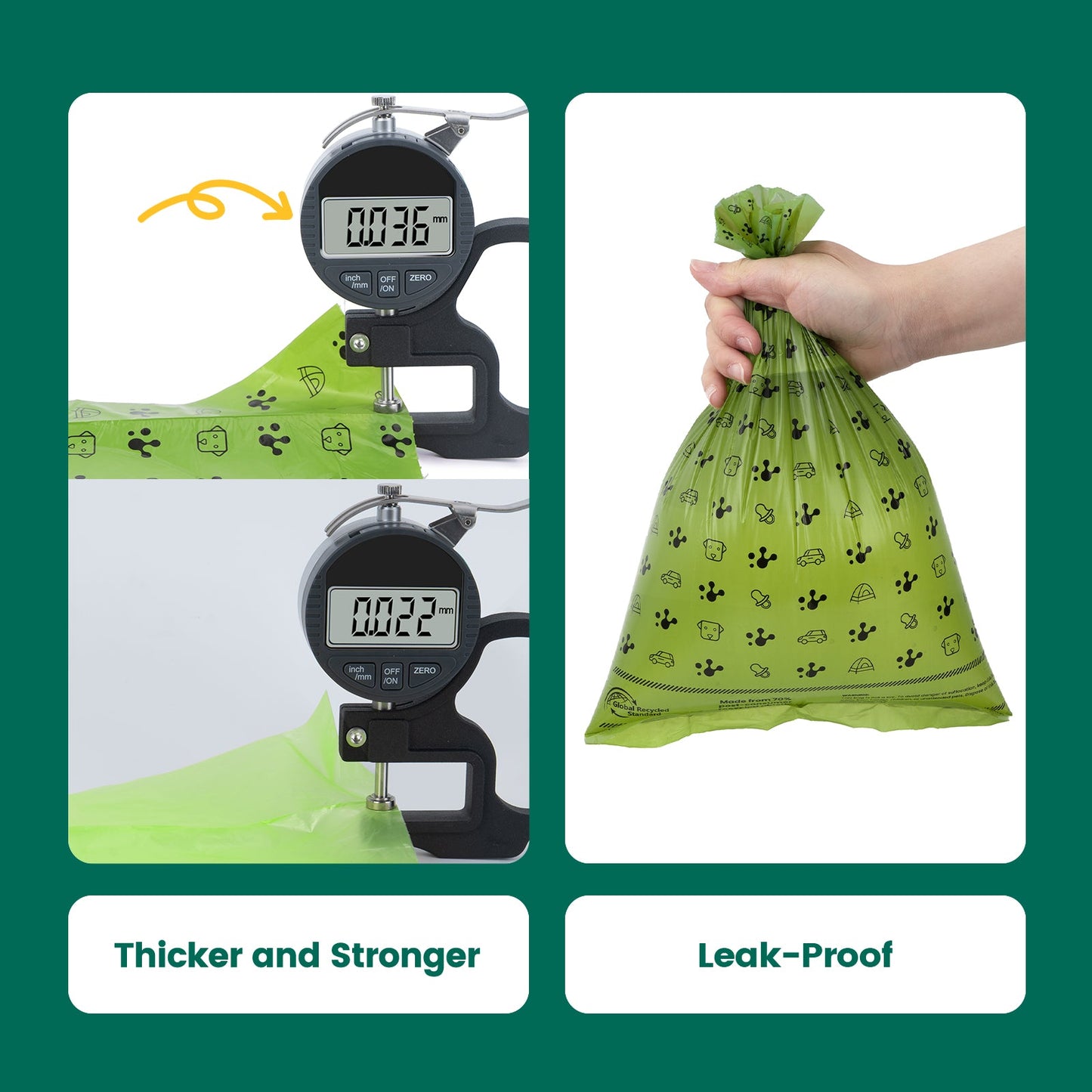 Smart Dog Poop Bag Dispenser – With Carabiner & Rotating Hook for Ultimate Flexibility | 105 Eco Bags & NFC Walk Tracker Included