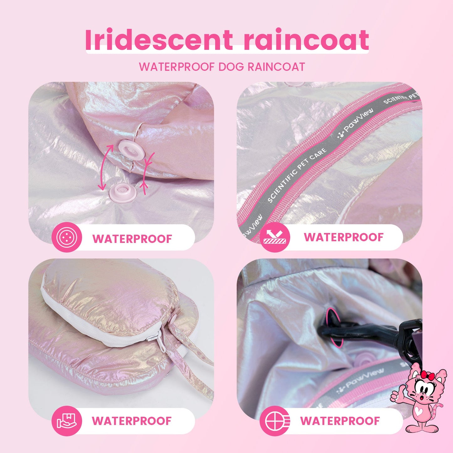PawView Iridescent Raincoat waterproof dog raincoat
