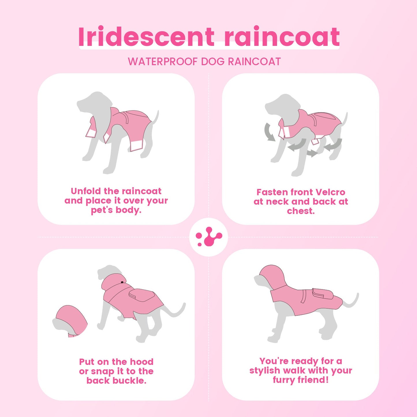 PawView Iridescent Raincoat waterproof dog raincoat