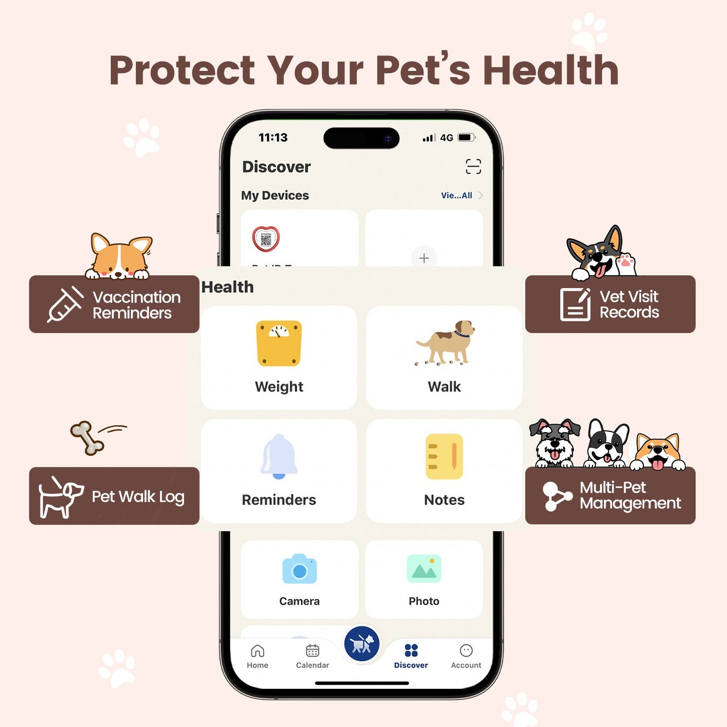 PawView Anti-Loss Smart Pet ID Tag with QR Code Heart