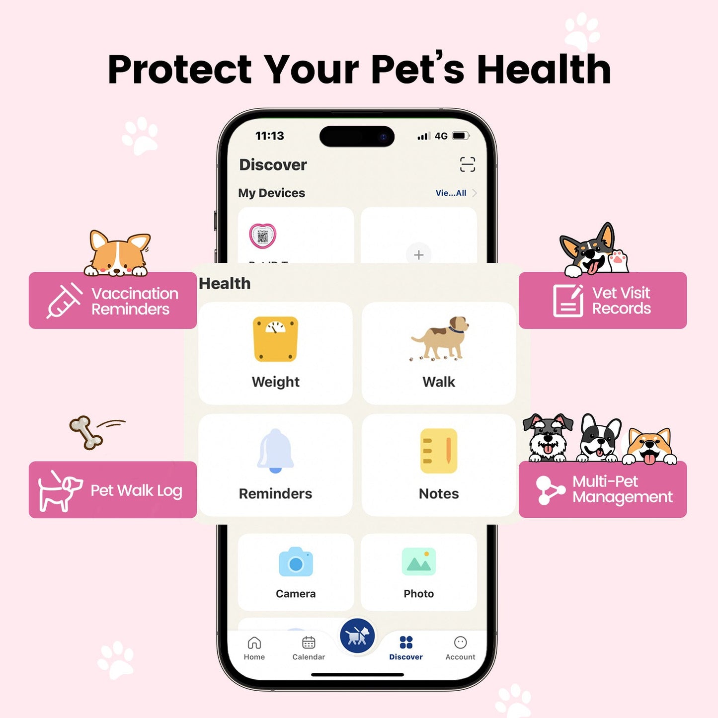 PawView Anti-Loss Smart Pet ID Tag with QR Code Heart