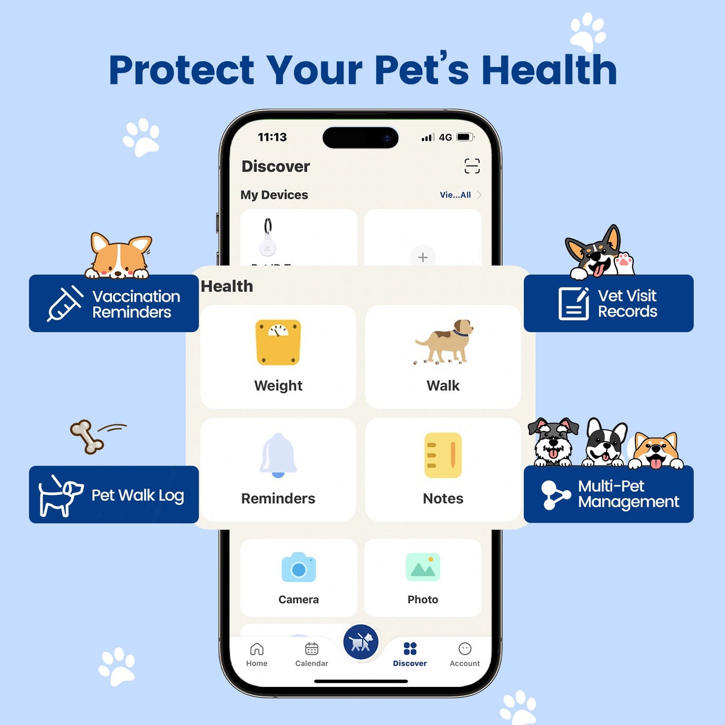 Anti-Loss NFC & QR Code Pet ID Tag, Smart Silent Silicone Pet Tag for Dog and Cat