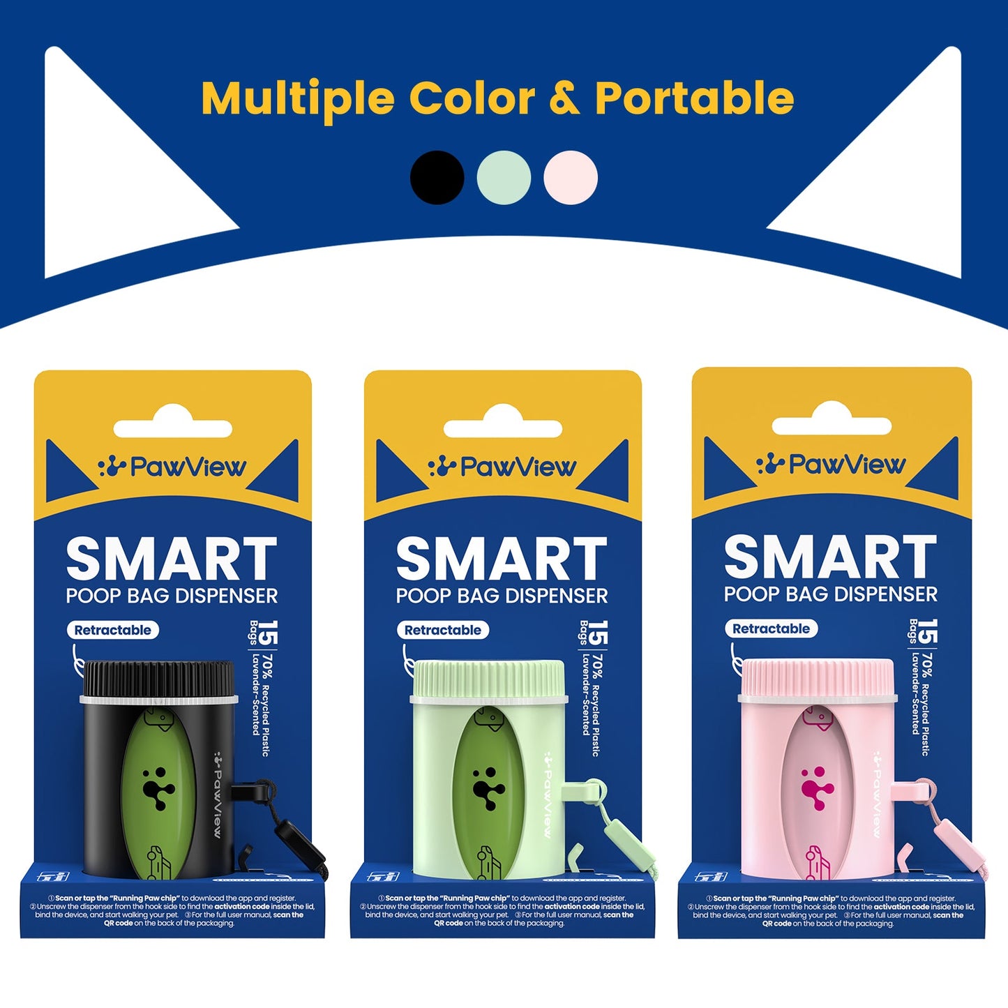 PawView Smart Poop Bag Dispenser with 15 Bags