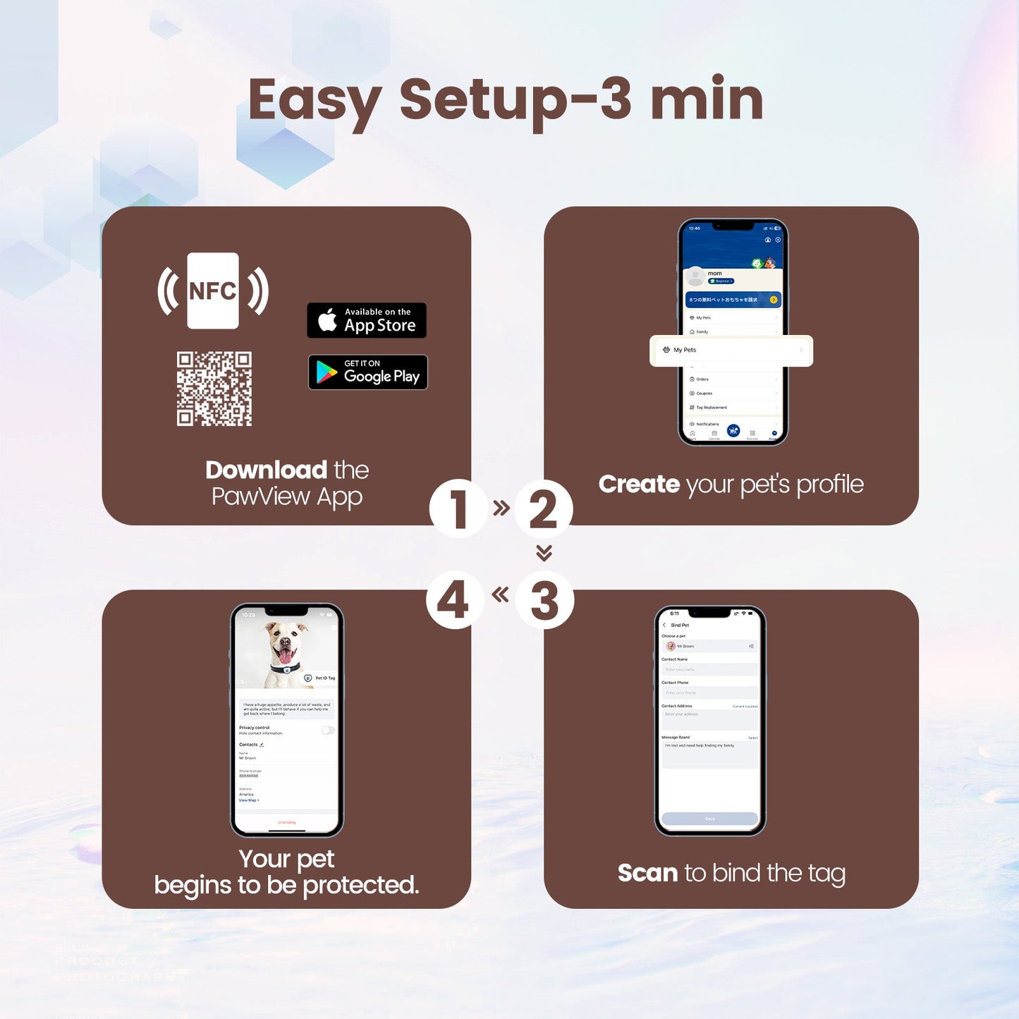 PawView Anti-Loss Smart Pet ID Tag with QR Code Heart