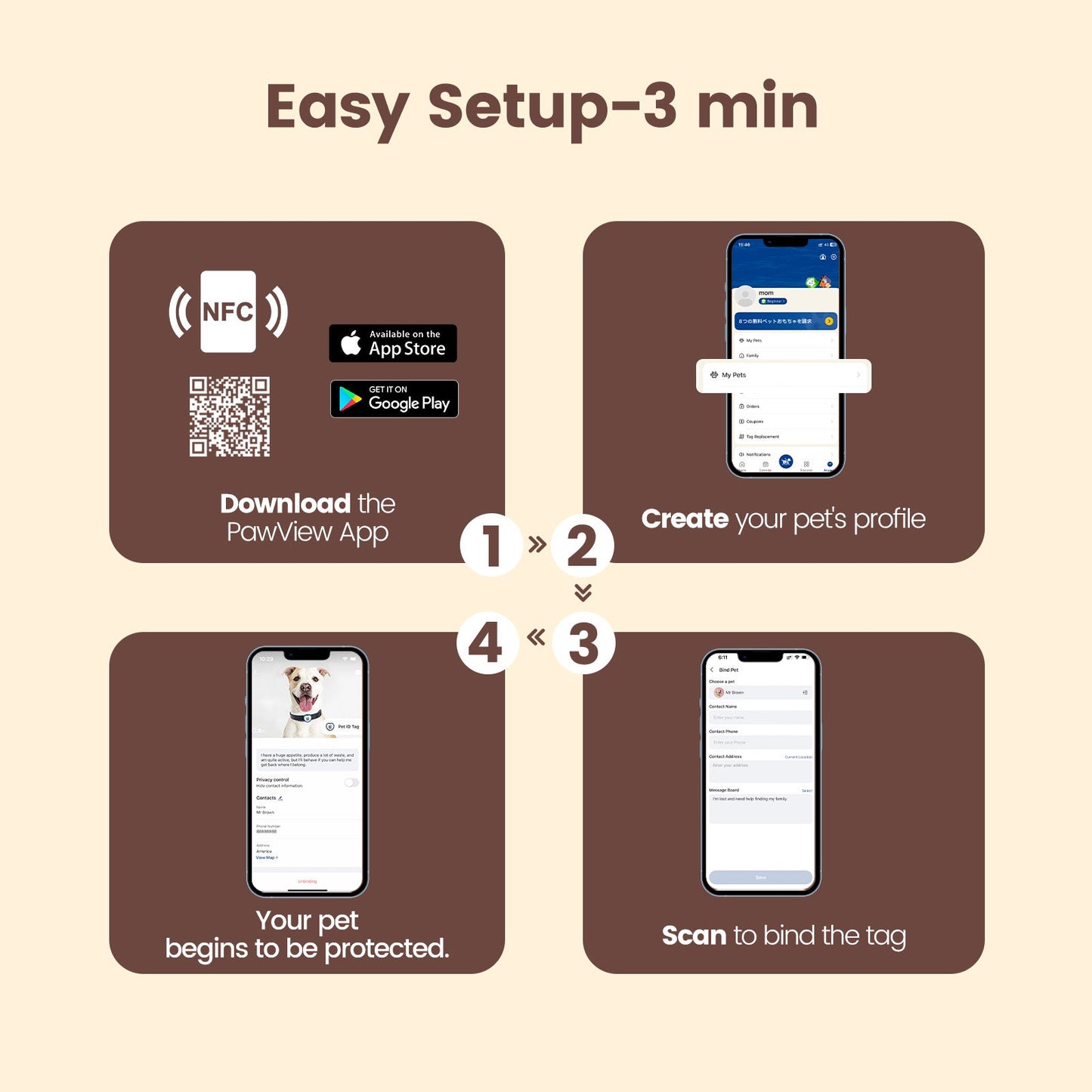 PawView Anti-Loss Smart Pet ID Tag with QR Code Heart