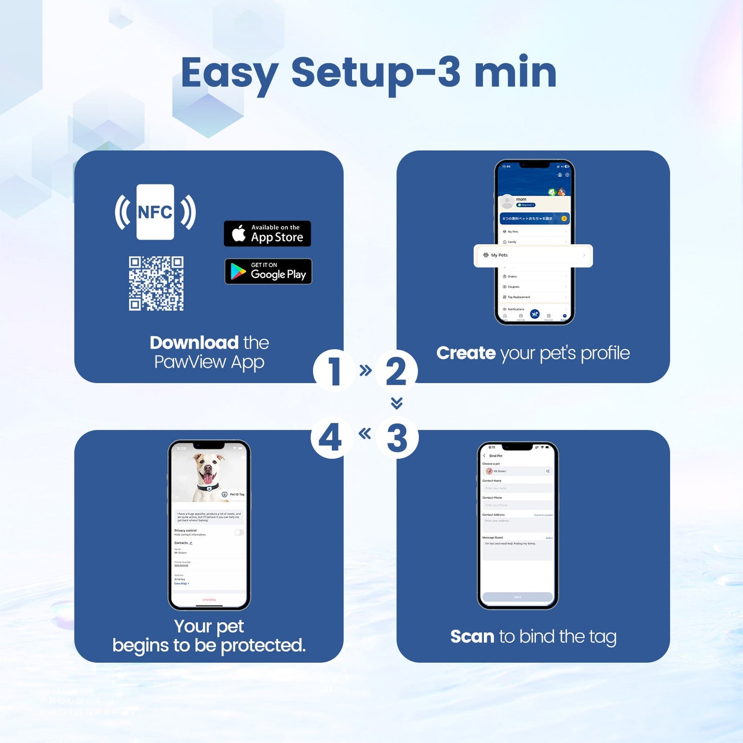 PawView Anti-Loss Smart Pet ID Tag with QR Code Heart