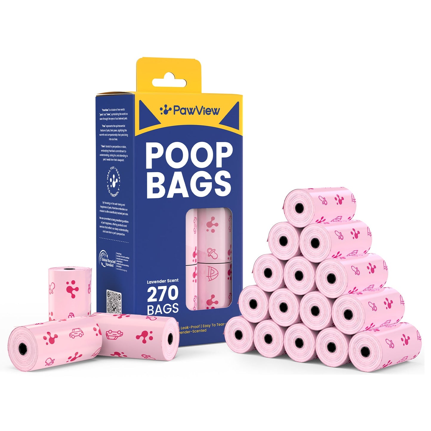 PawView Dog Poop Bags, Guaranteed Leak Proof and Extra Thick Poop Bag Rolls for Dogs, Lavender Scented, 120 Count, 270 Count, 315 Count