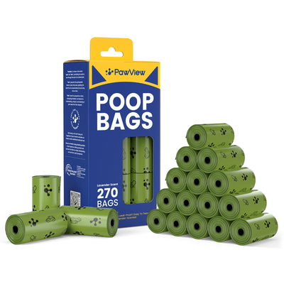 PawView Dog Poop Bags, Guaranteed Leak Proof and Extra Thick Poop Bag Rolls for Dogs, Lavender Scented, 270 Count
