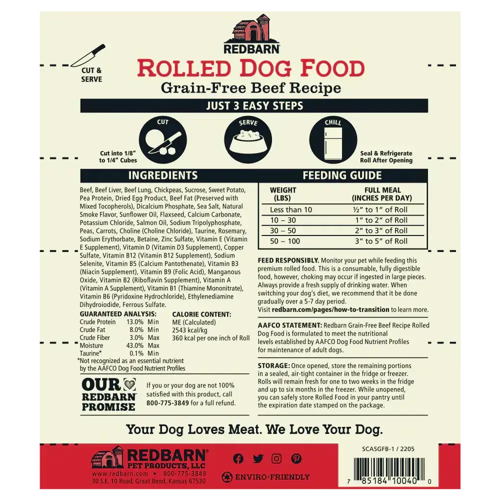 Semi-Moist Rolled Food Grain-Free Beef Recipe