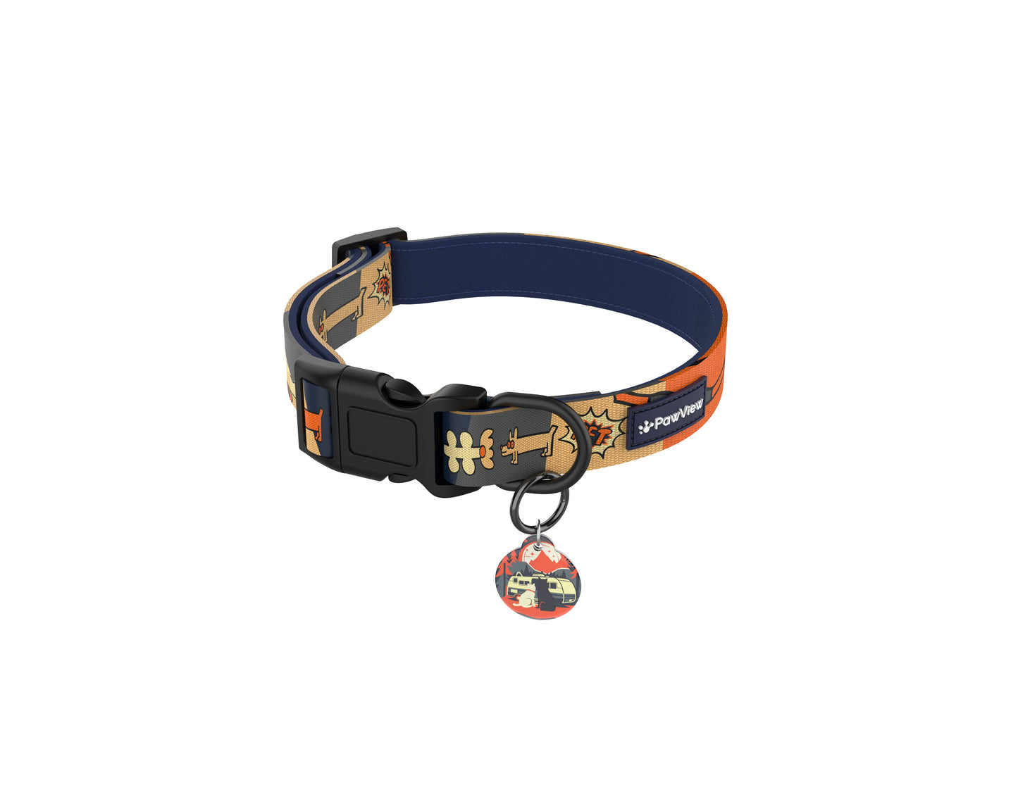 PawView Time Series Dog Collar with QR ID Tag – Night Sky Design