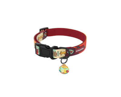 PawView Time Series Dog Collar with QR ID Tag – Sunrise Design