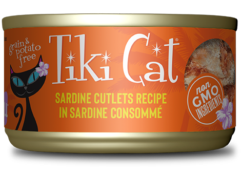 Tiki Cat Tahitian Grill, Sardine Cutlets in Sardine Consomme Recipe, Wet Cat Food, 2.8-oz Case of 12