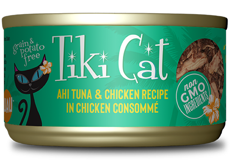 Tiki Cat Hookena Luau, Ahi Tuna And Chicken Recipe, Wet Cat Food, 2.8-oz Case of 12