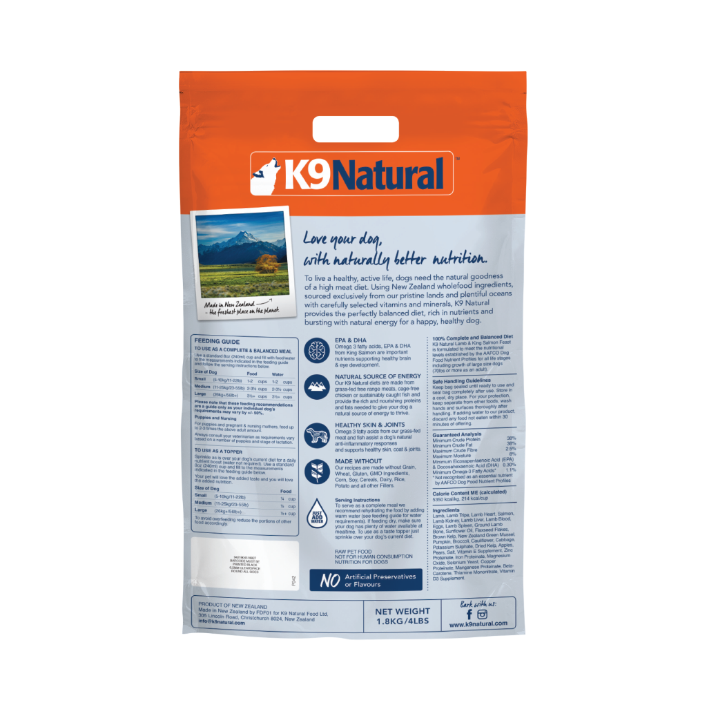 K9 Lamb & King Salmon Feast Freeze-Dried Dog Food