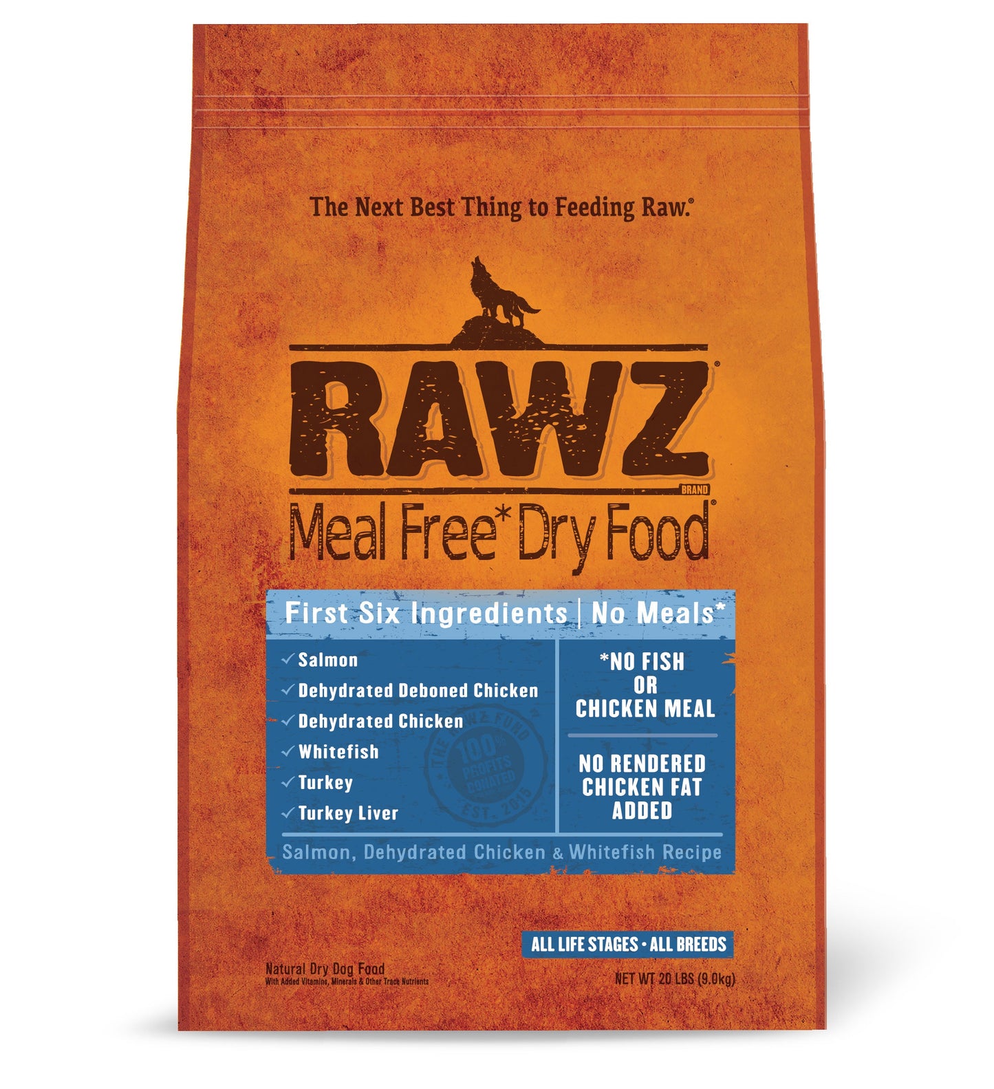 Rawz Meal Free Dehydrated Chicken, Salmon, and Whitefish, Dry Dog Food