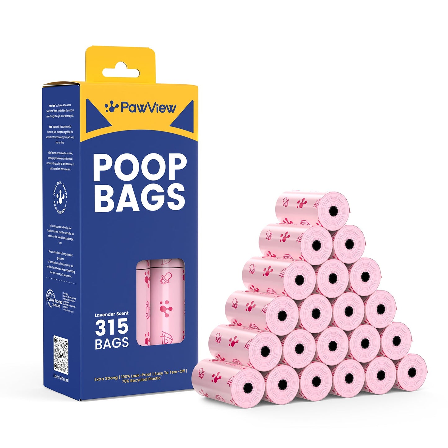 PawView Dog Poop Bags, Guaranteed Leak Proof and Extra Thick Poop Bag Rolls for Dogs, Lavender Scented, 120 Count, 270 Count, 315 Count. SUBSCRIPTION