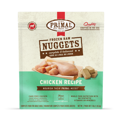 PrimalPetFood Frozen Raw Nuggets Dog Food - Chicken Recipe