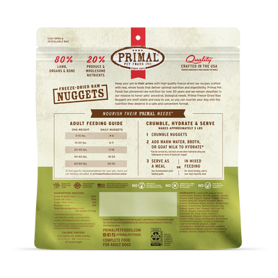 PrimalPetFood Freeze-Dried Raw Nuggets Dog Food - Lamb Recipe