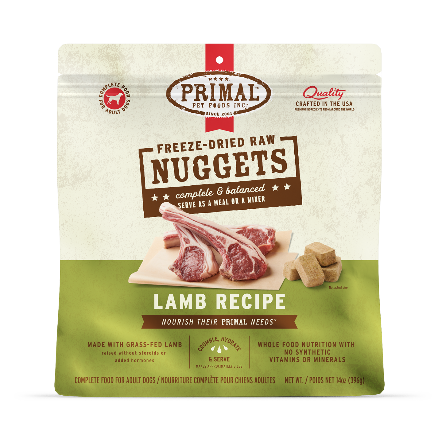 PrimalPetFood Freeze-Dried Raw Nuggets Dog Food - Lamb Recipe
