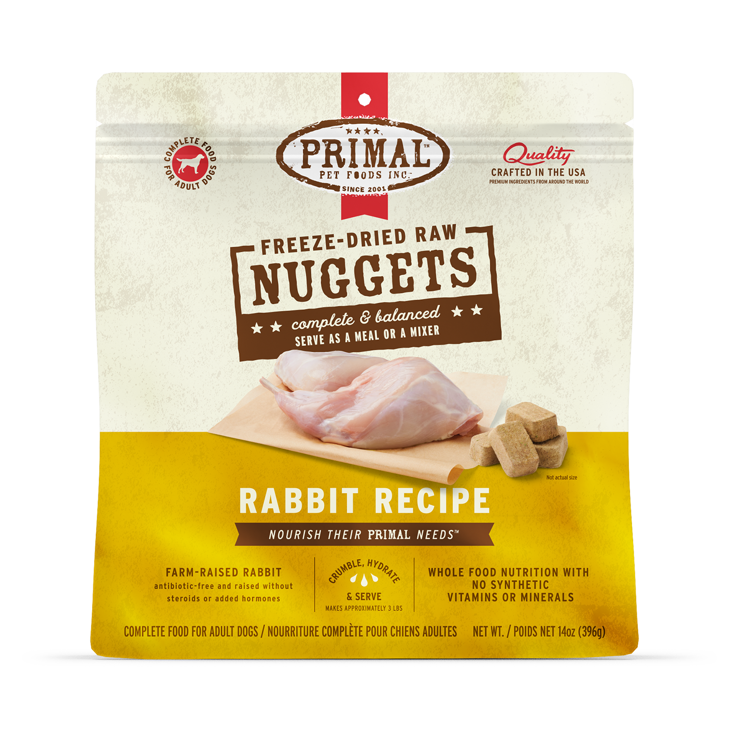 PrimalPetFood Freeze-Dried Raw Nuggets Dog Food - Rabbit Recipe
