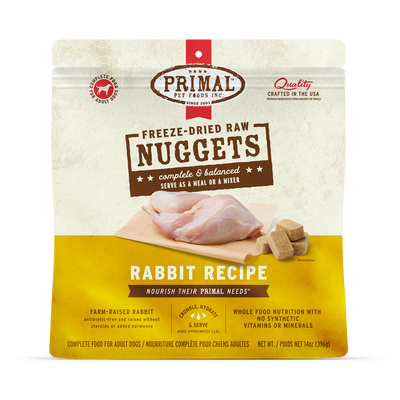 PrimalPetFood Freeze-Dried Raw Nuggets Dog Food - Rabbit Recipe
