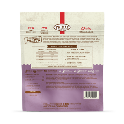 Primal Frozen Raw Scoopable Pronto Cat Food - Turkey Recipe