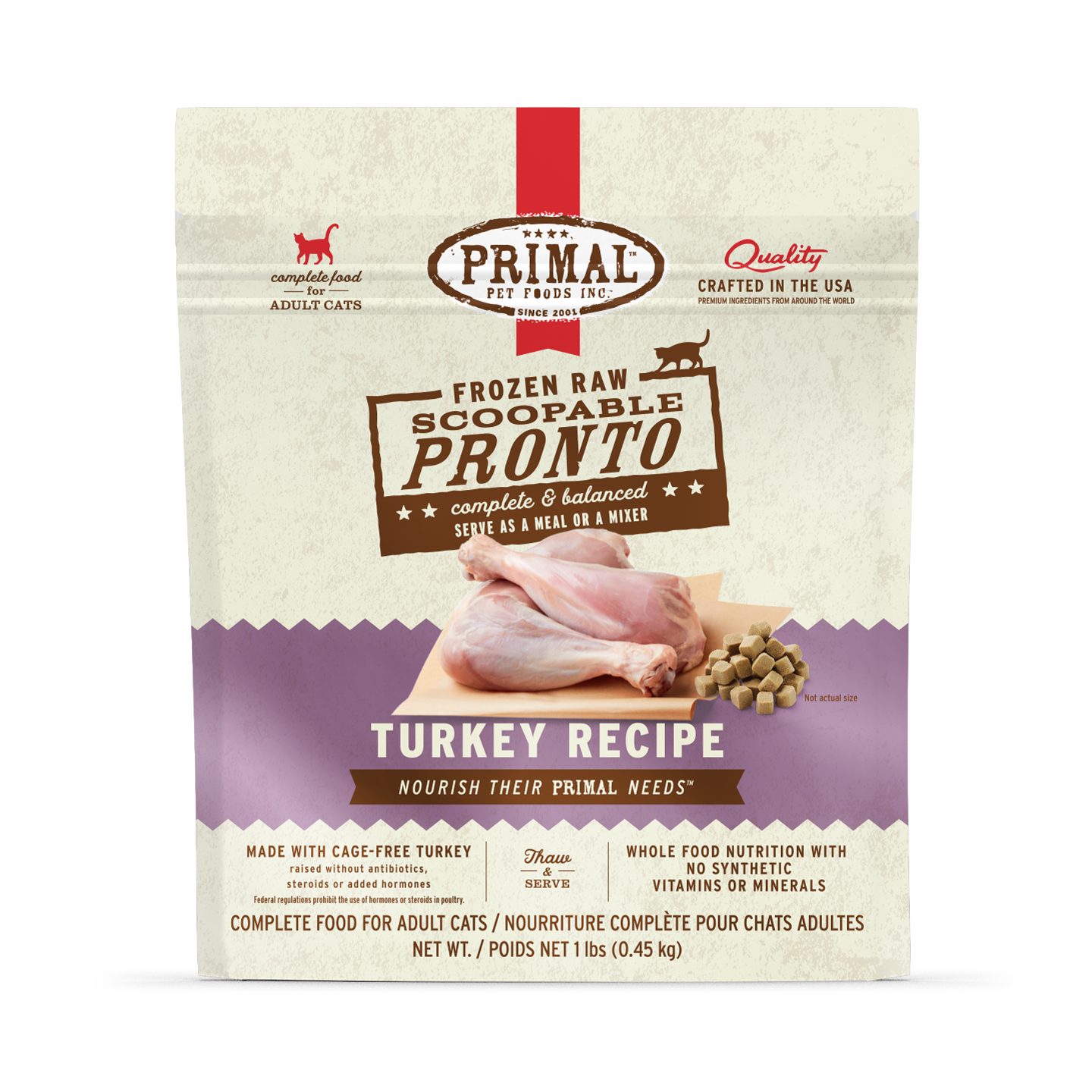Primal Frozen Raw Scoopable Pronto Cat Food - Turkey Recipe