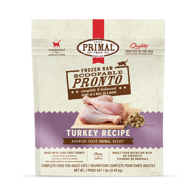 Primal Frozen Raw Scoopable Pronto Cat Food - Turkey Recipe