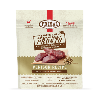 Primal Frozen Raw Scoopable Pronto Cat Food - Venison Recipe