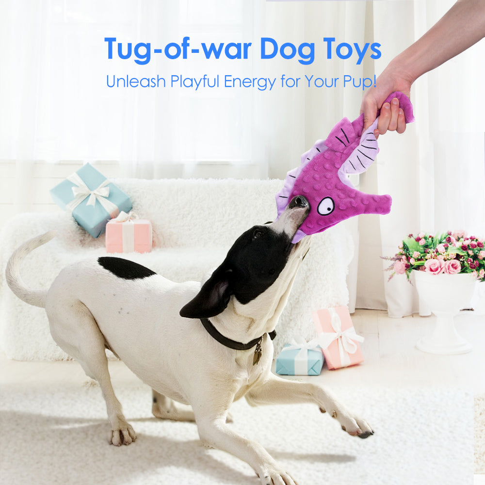 Seahorse Plush Dog Toys - Set of 2 Interactive Squeaky Toys for Entertaining Play