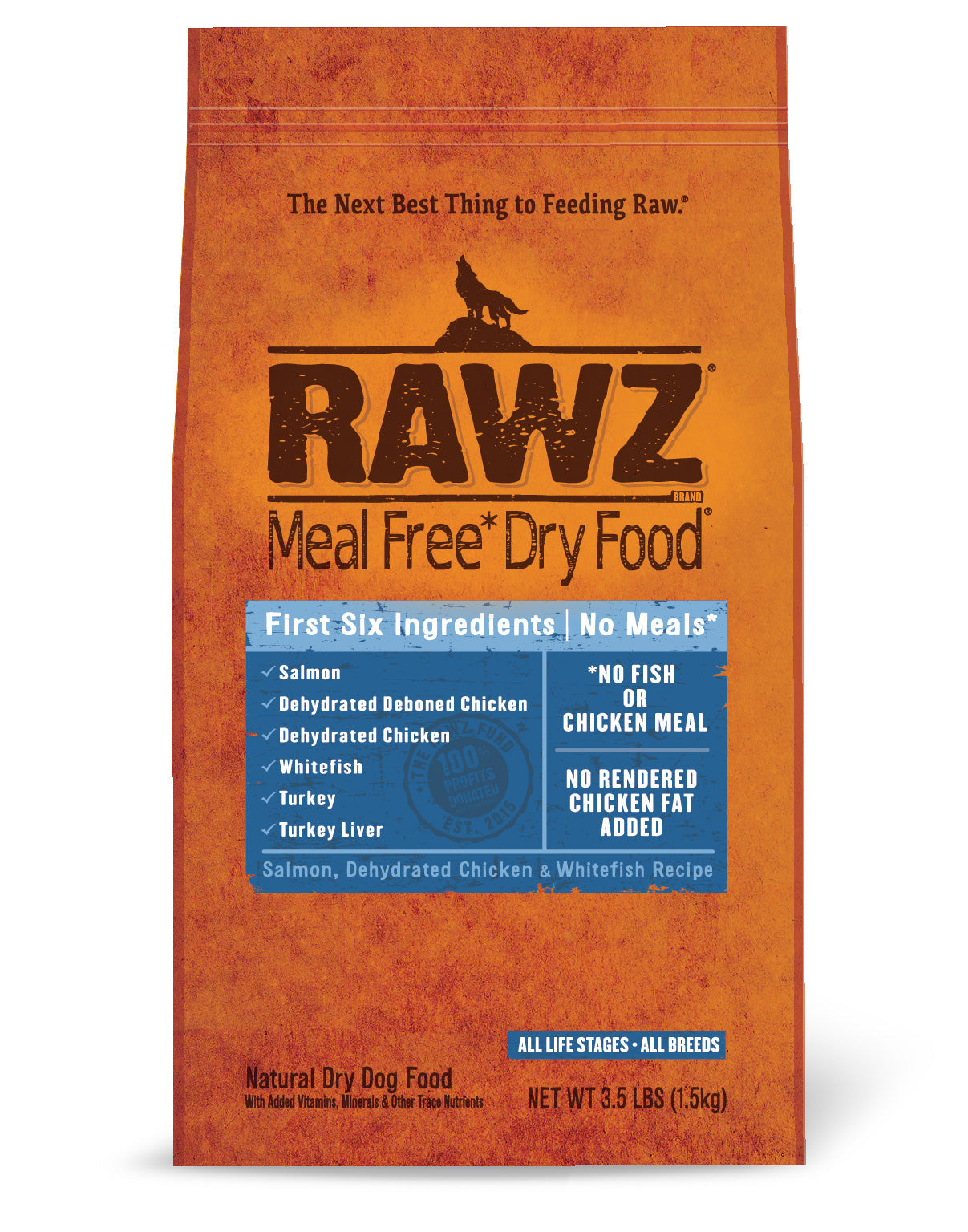 Rawz Meal Free Dehydrated Chicken, Salmon, and Whitefish, Dry Dog Food