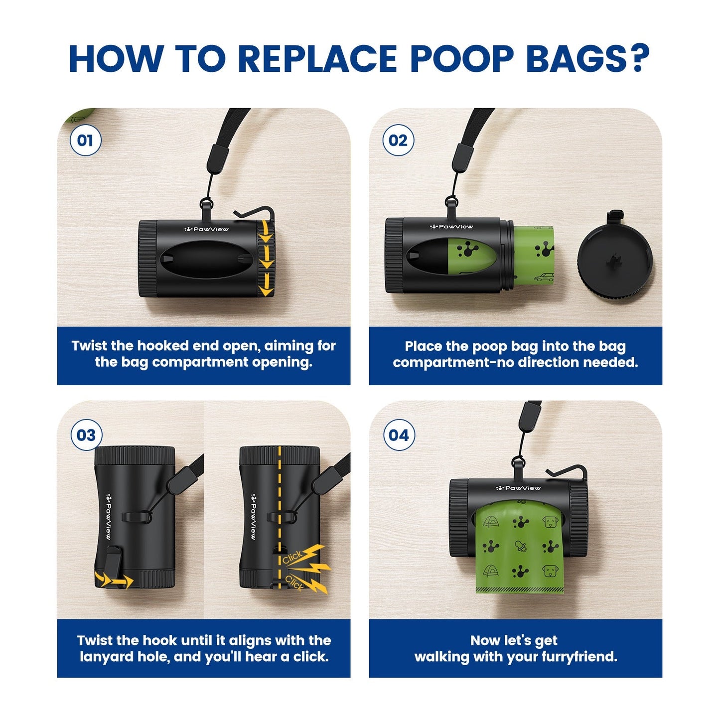 PawView Smart Poop Bag Dispenser with 15 Bags