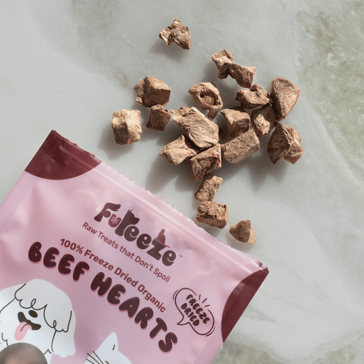 Freeze Dried Organic Beef Hearts 50g