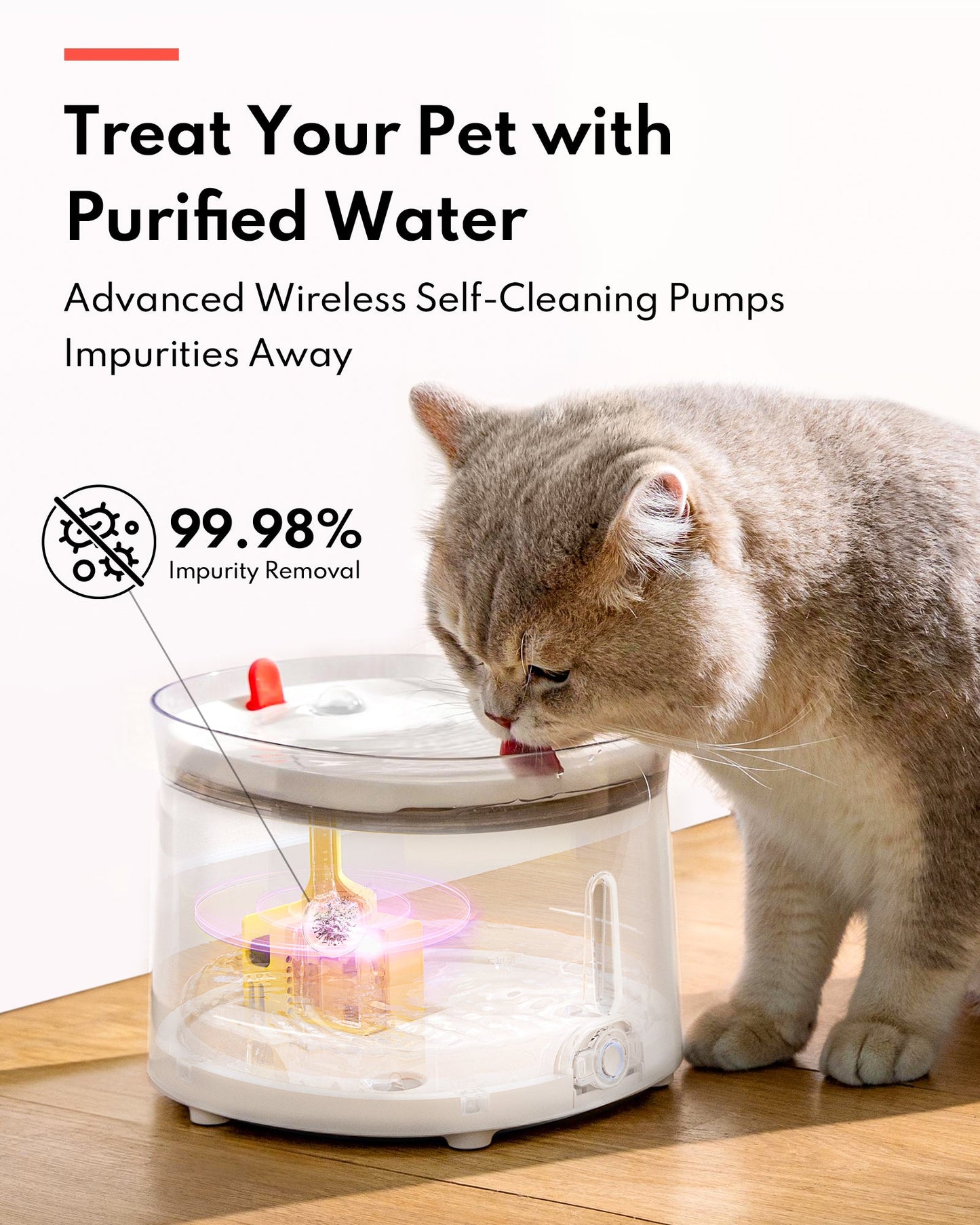 Pet Water Fountain with UVC Sterilization Wireless Pump CF20