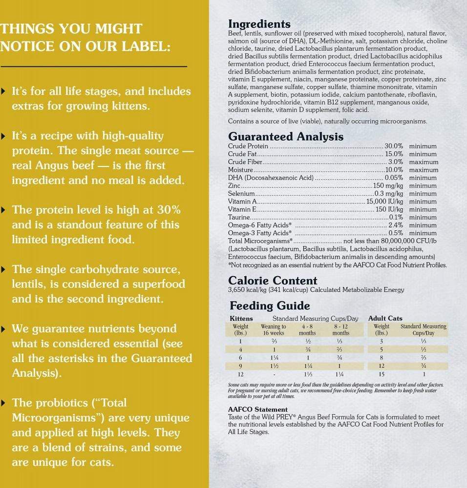 Taste Of The Wild Grain Free Prey Limited Ingredient Angus Beef Dry Cat Food