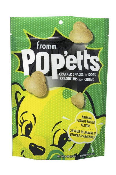 Fromm Pop'etts Banana Peanut Buster Flavor Cracker Treats For Dogs