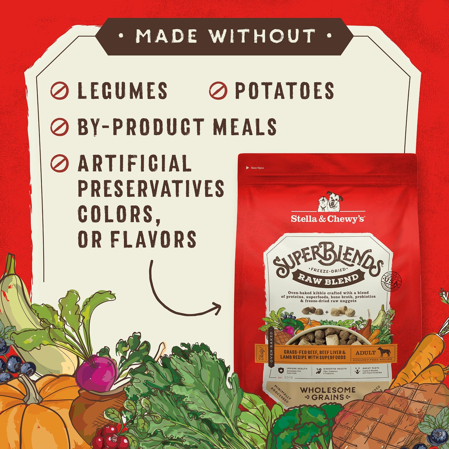 SuperBlends Raw Blend Beef, Beef Liver & Lamb Recipe + Superfoods