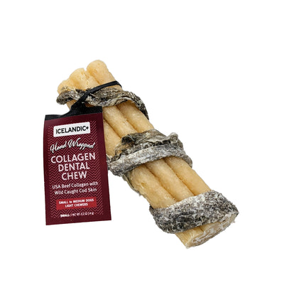 Beef Collagen Dental Chew Wrapped With Cod Skin  4"