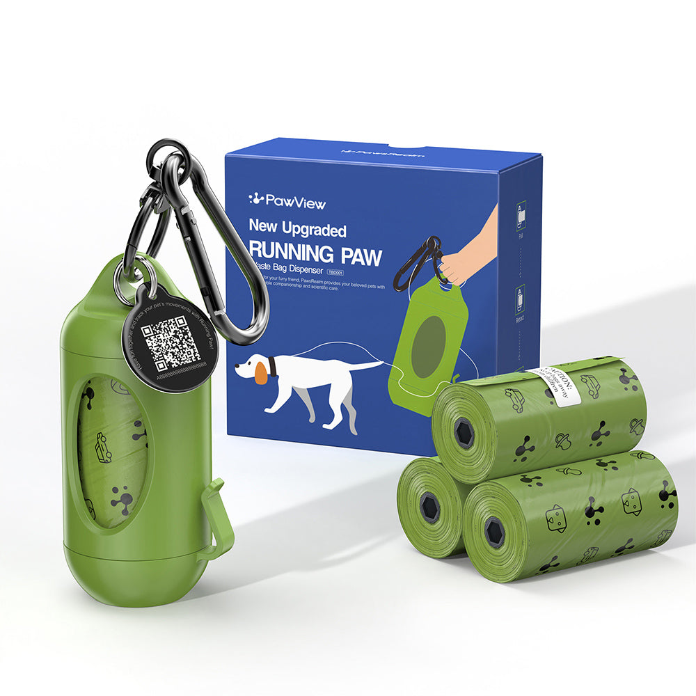 Smart Pet Waste Management Kit with Rotating Dispenser,Eco-Friendly ABS Material, and Running Paw Integration