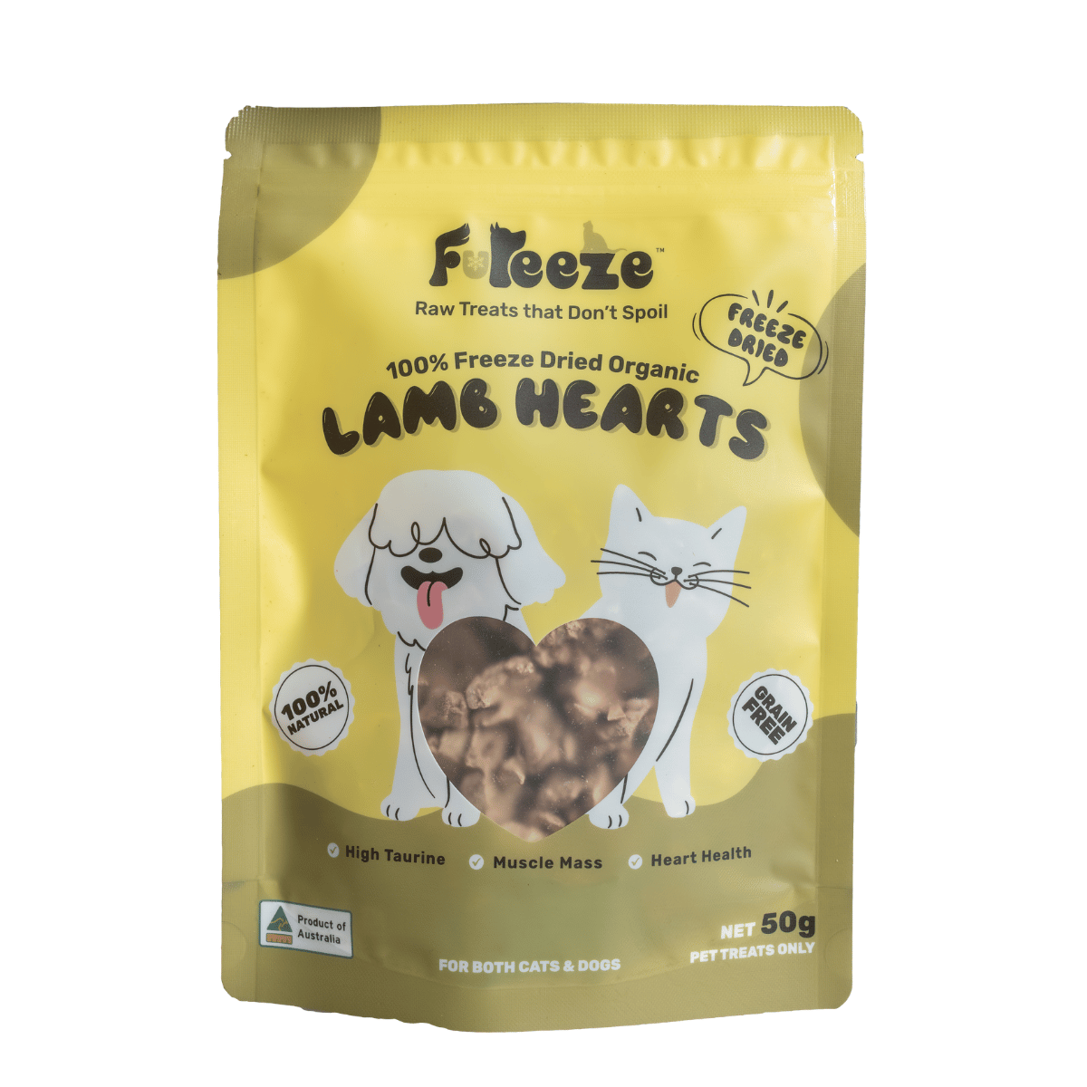 Freeze Dried Organic Lamb Hearts 50g