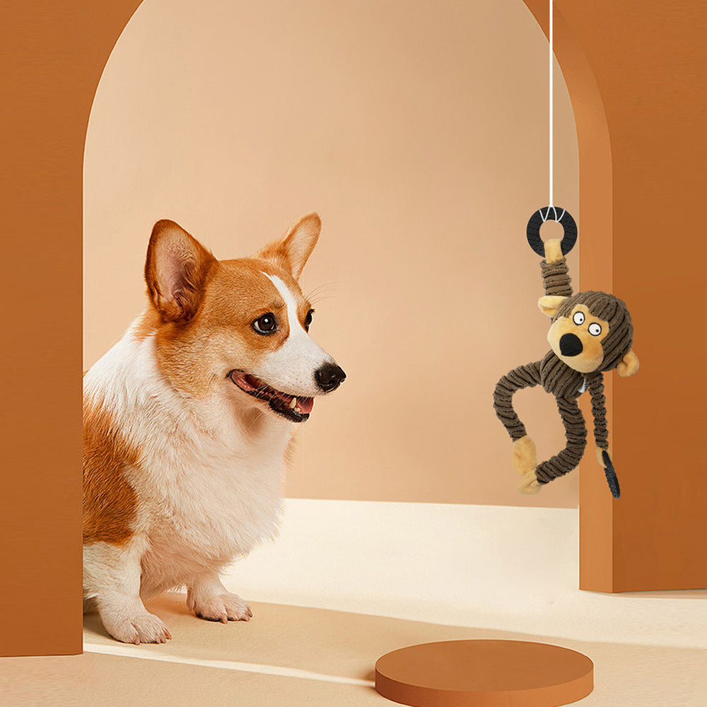 Squeaky Plush Dog Toy - Rubber Ring Bull Design for Interactive Fun