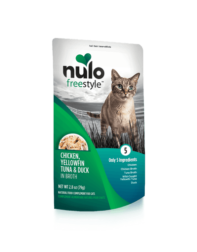 Nulo Freestyle Grain Free Chicken Yellowfin Tuna & Duck in Broth Meaty Cat Food Topper Pouch