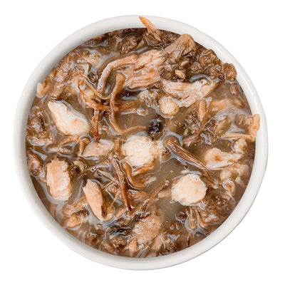 Tuna, Beef, and Salmon Dinner in Gravy
