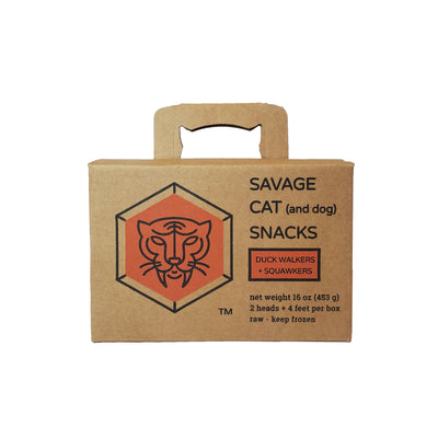 Savage Cat Duck Walkers and Squawkers, Frozen Raw Pet Chew