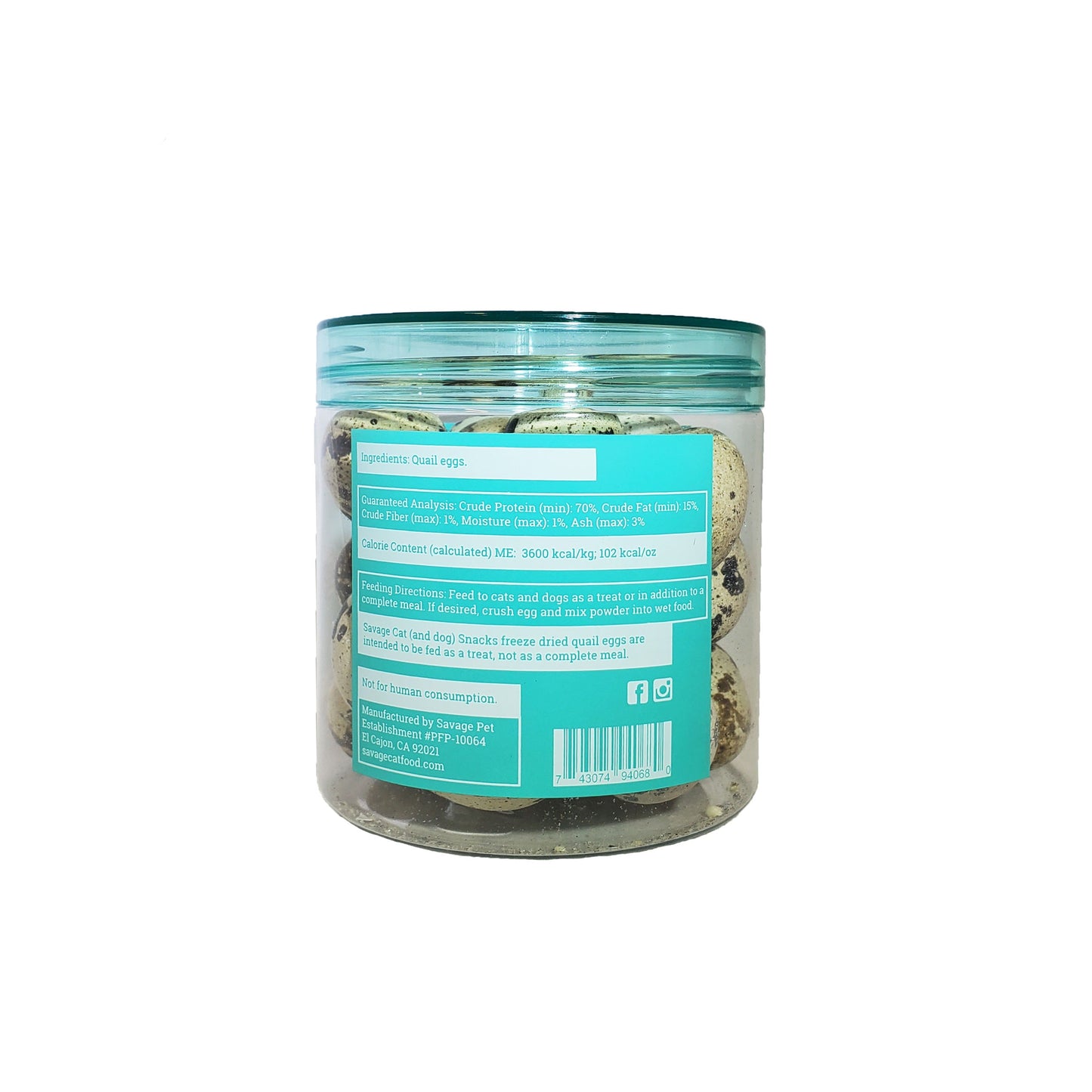 Savage Cat Freeze-Dried Quail Eggs 2.75-oz, Dog & Cat Treat