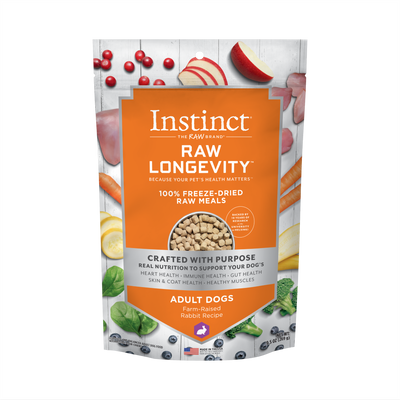Instinct Raw Longevity Adult Freeze-Dried Rabbit Bites Dog Food, 9.5-oz Bag