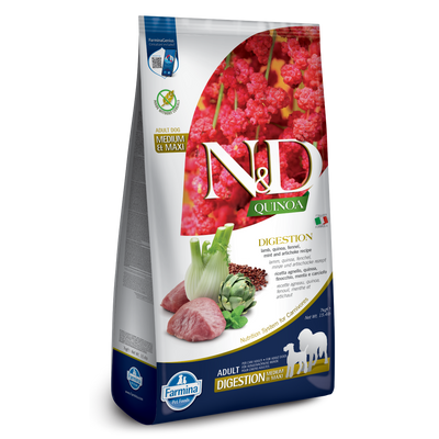 Farmina N&D Quinoa Digestion Grain Free Lamb, Fennel & Mint Formula Adult Dry Dog Food