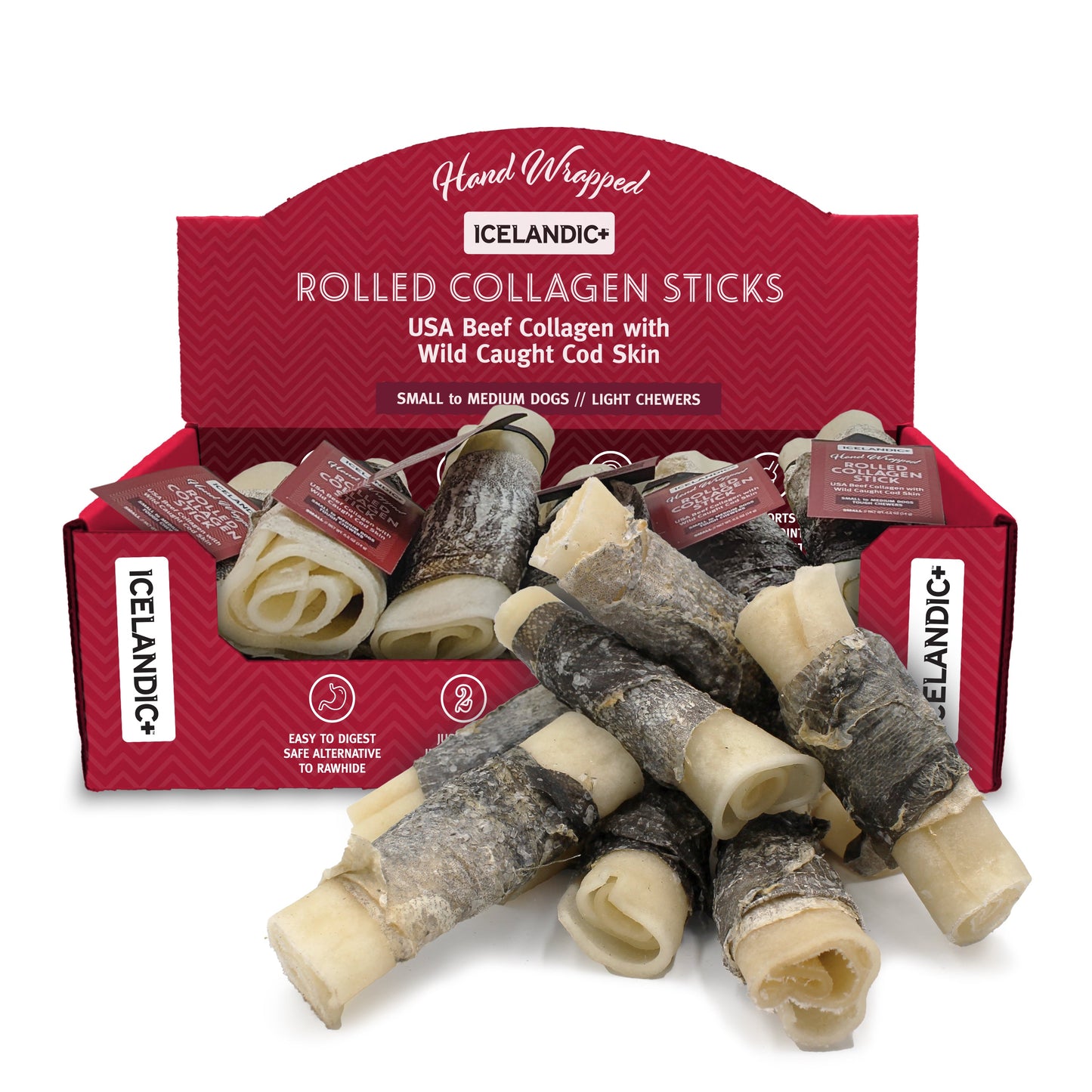 Rolled Beef Collagen Wrapped With Cod Skin 4" Chew Stick