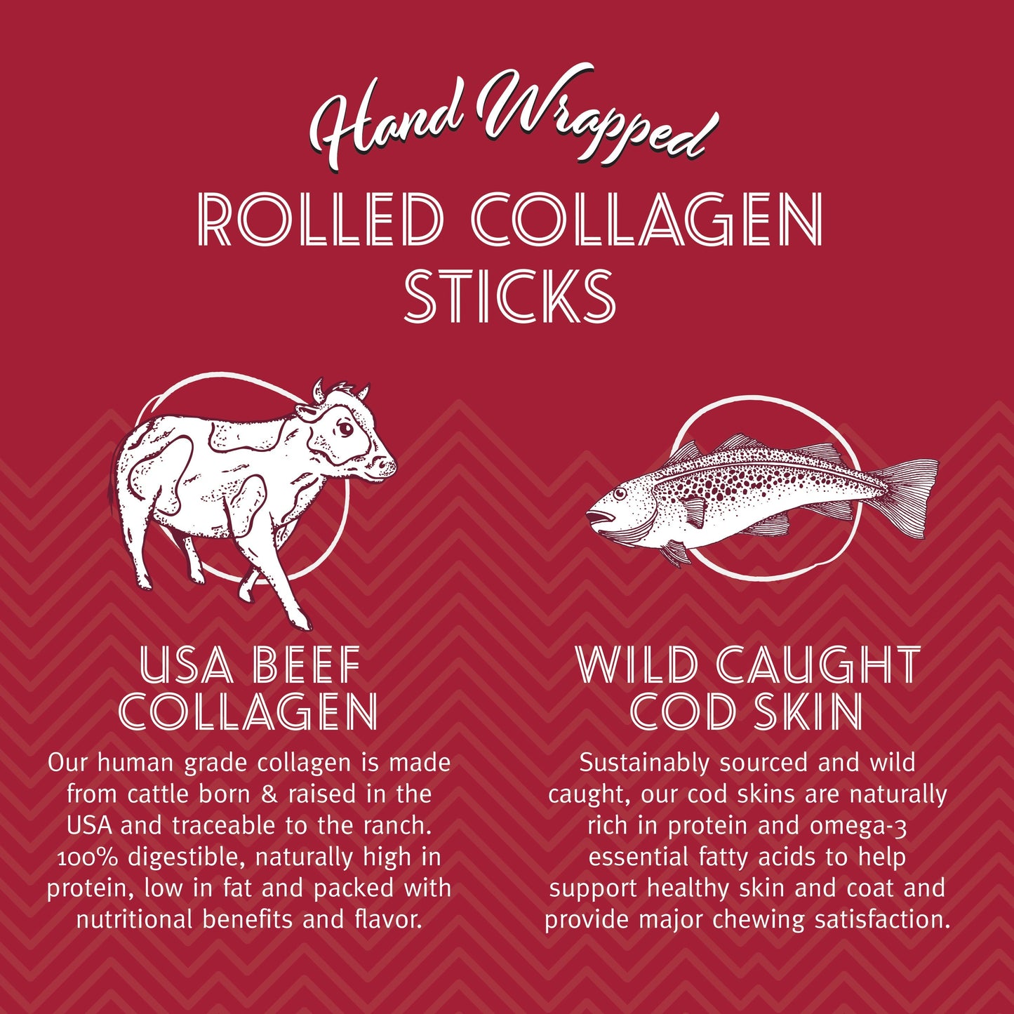 Rolled Beef Collagen Wrapped With Cod Skin 8" Chew Stick